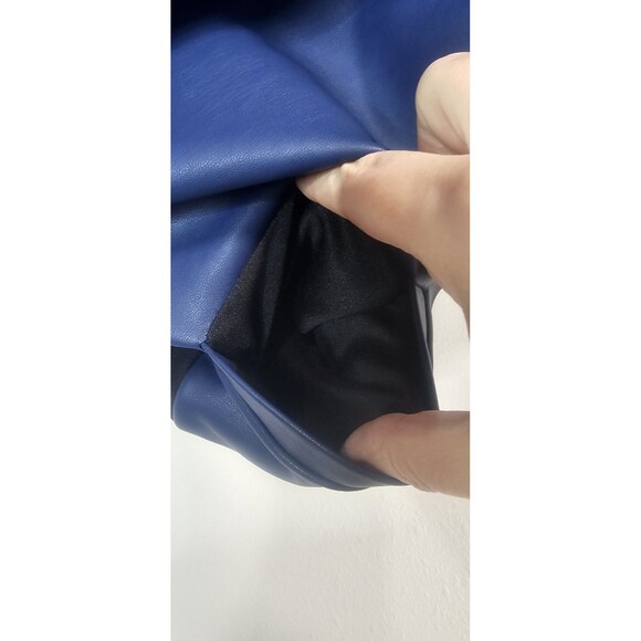 Lularoe Faux Leather 3XL Stevie Bomber Jacket Blue Black Silver Zipper HTF New - Picture 7 of 12